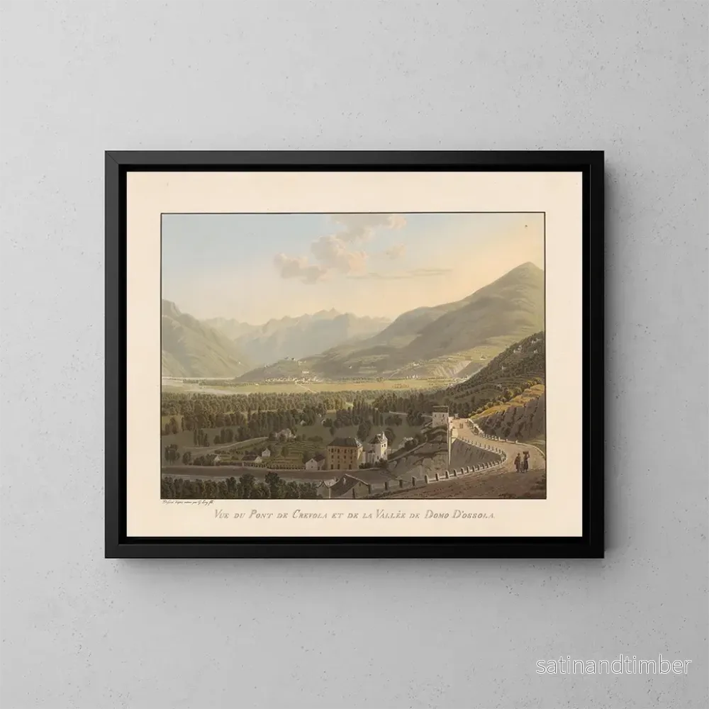 Reproduktion av målningen Vue du pont de Crevola et de la vallée de Domo Dossola - Gabriel Lory le Jeune