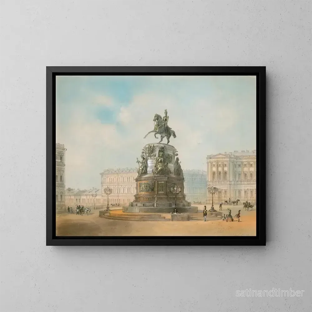 Reproduktion av målningen Monument à Nicolas Ier, place Saint-Isaac - Iosef Iosefovich Charlemagne