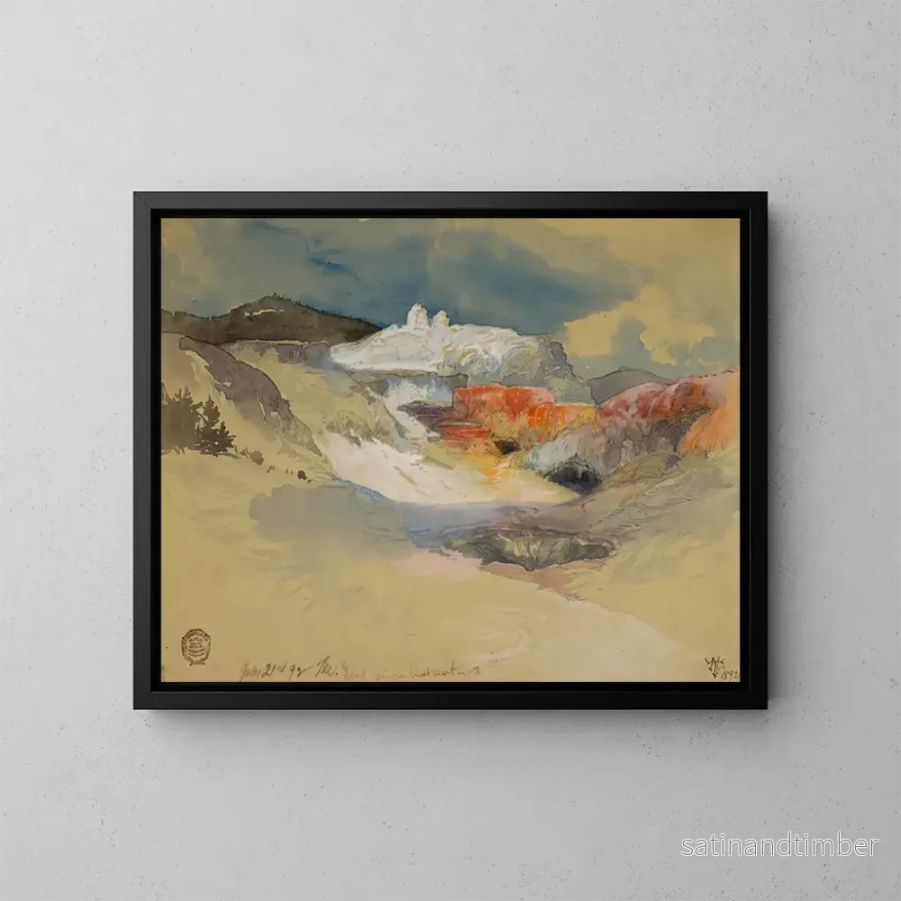 Reproduktion av målningen av varma källor i Yellowstone - Thomas Moran