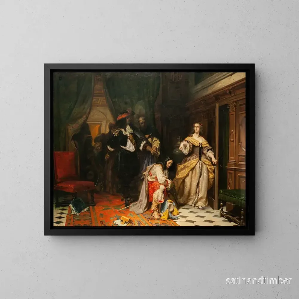 Reproduktion av målningen av drottning Kristina av Sverige och Monaldeschi - Johan Fredrik Höckert