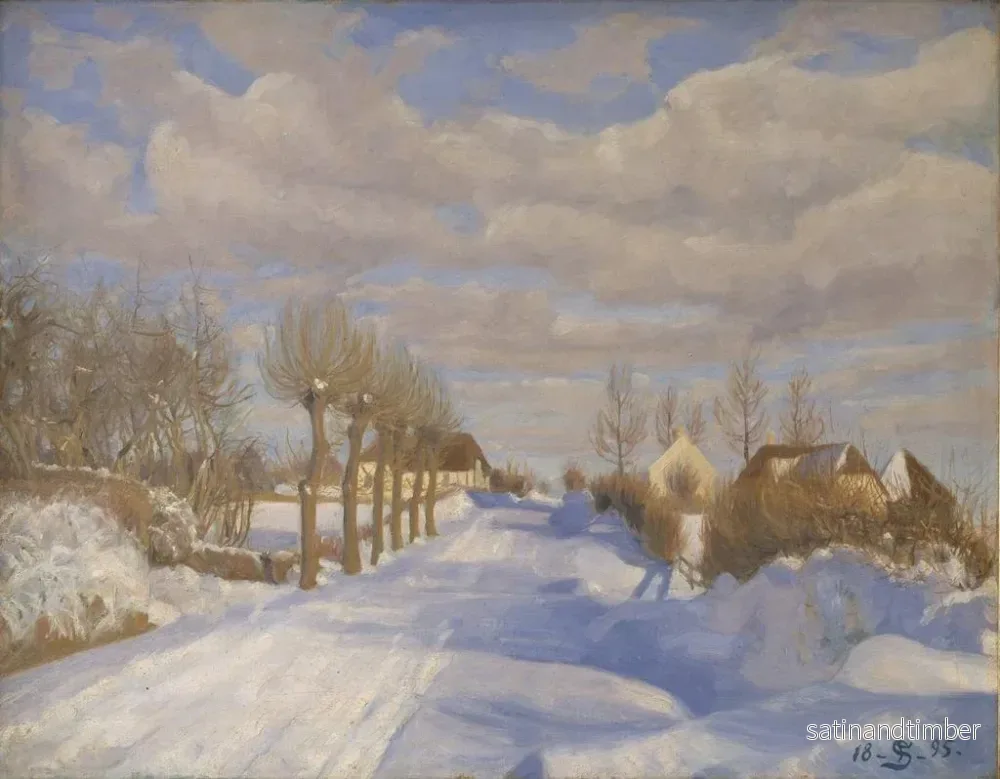 Reproduktion av målningen av snötäckt väg i solsken - Fritz Syberg - Bild 2