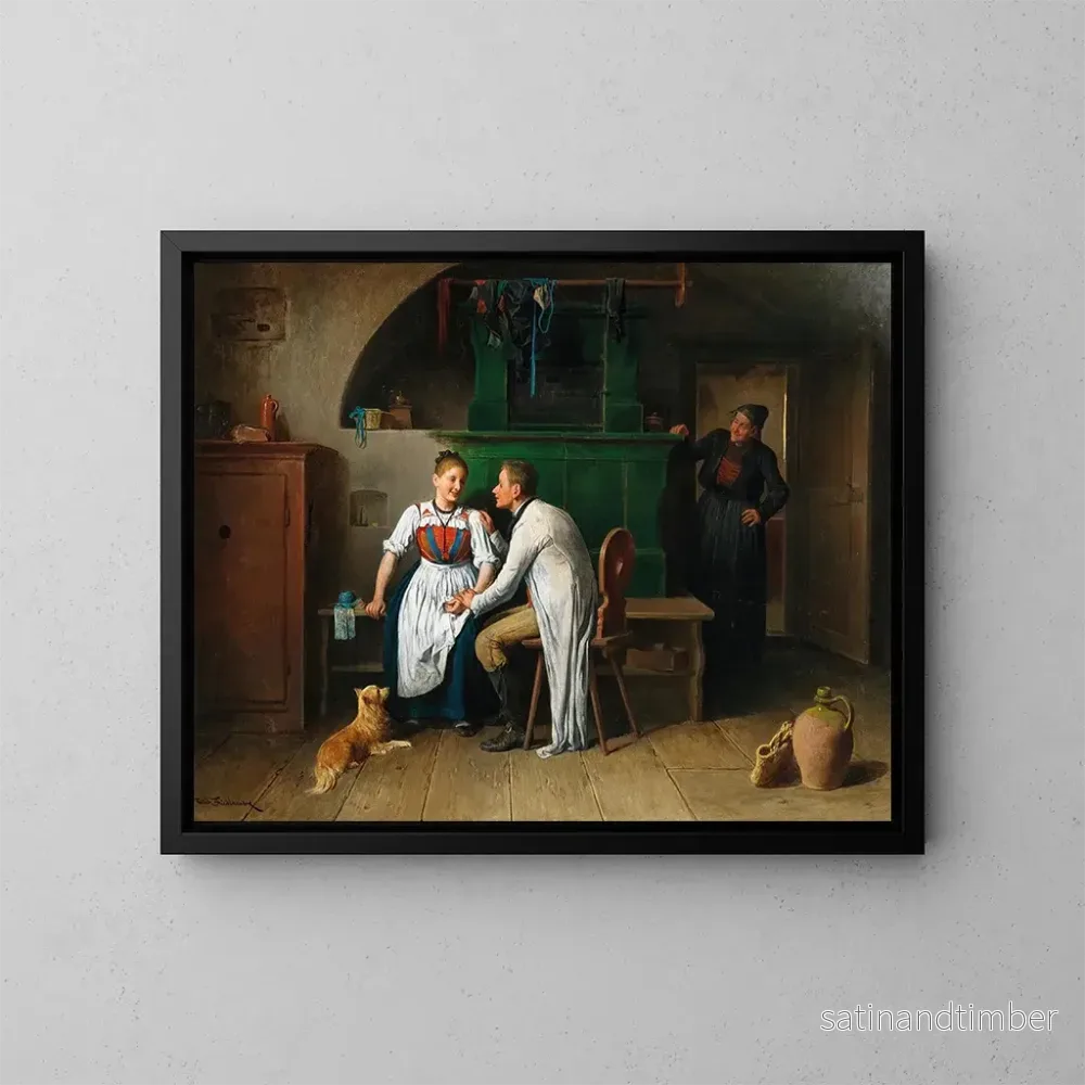 Reproduktion av målningen Veillée dans la chambre - Friedrich Friedländer