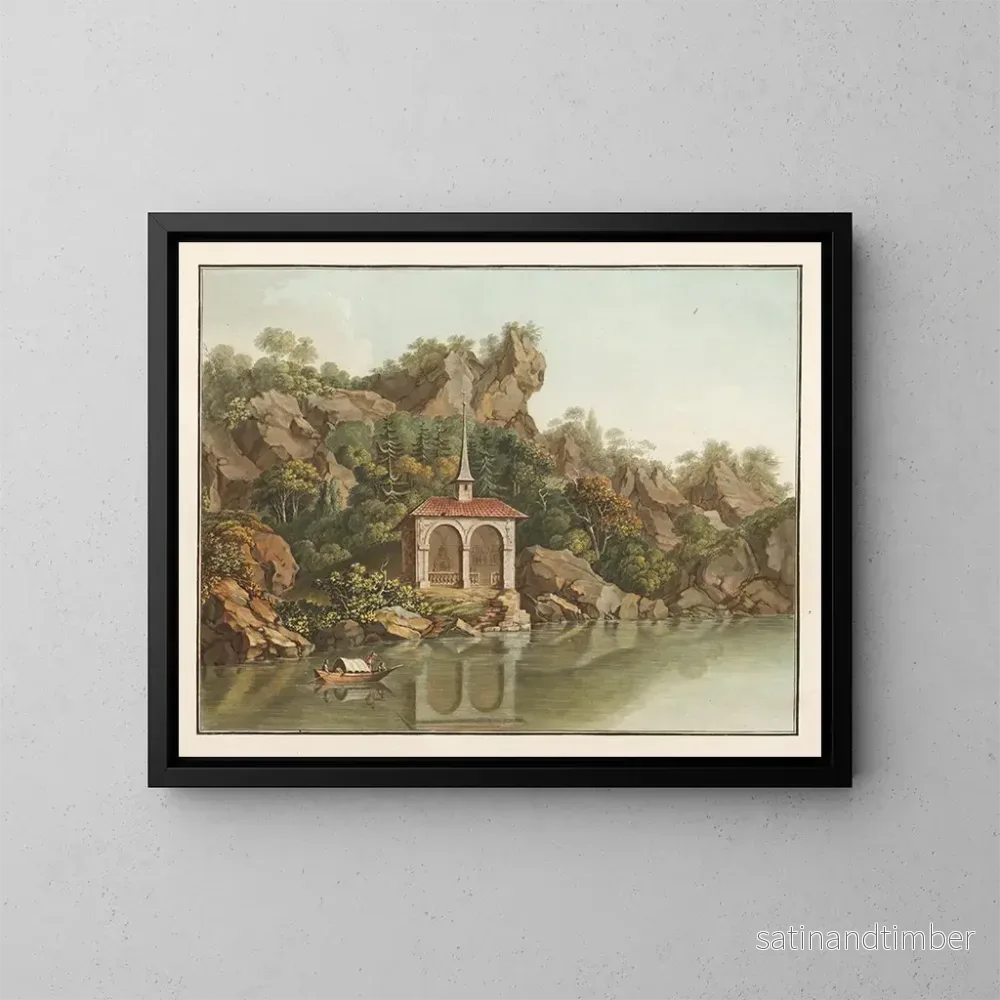 Reproduktion av målningen av Guillaume Tell-kapellet vid Vierwaldstättersee - Caspar Wolf