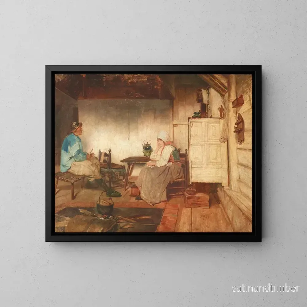 Reproduktion av målningen av ett fiskarstuga-inre i Marken - Petrus van der Velden