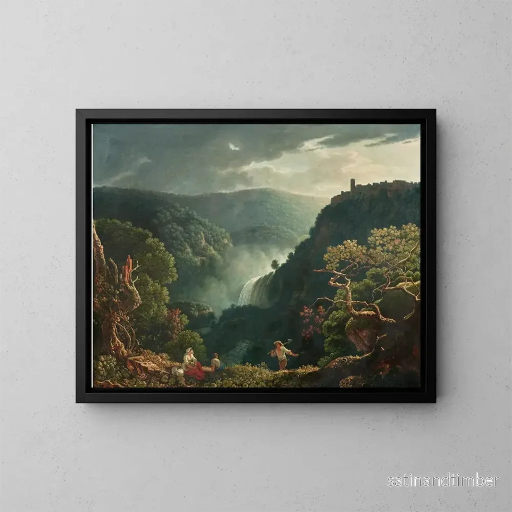 Reproduktion av målningen Les chutes d’eau de Tivoli avec des figures au premier plan – Carlo Labruzzi Reproduktion av målningen Les chutes d’eau de Tivoli avec des figures au premier plan – Carlo Labruzzi
