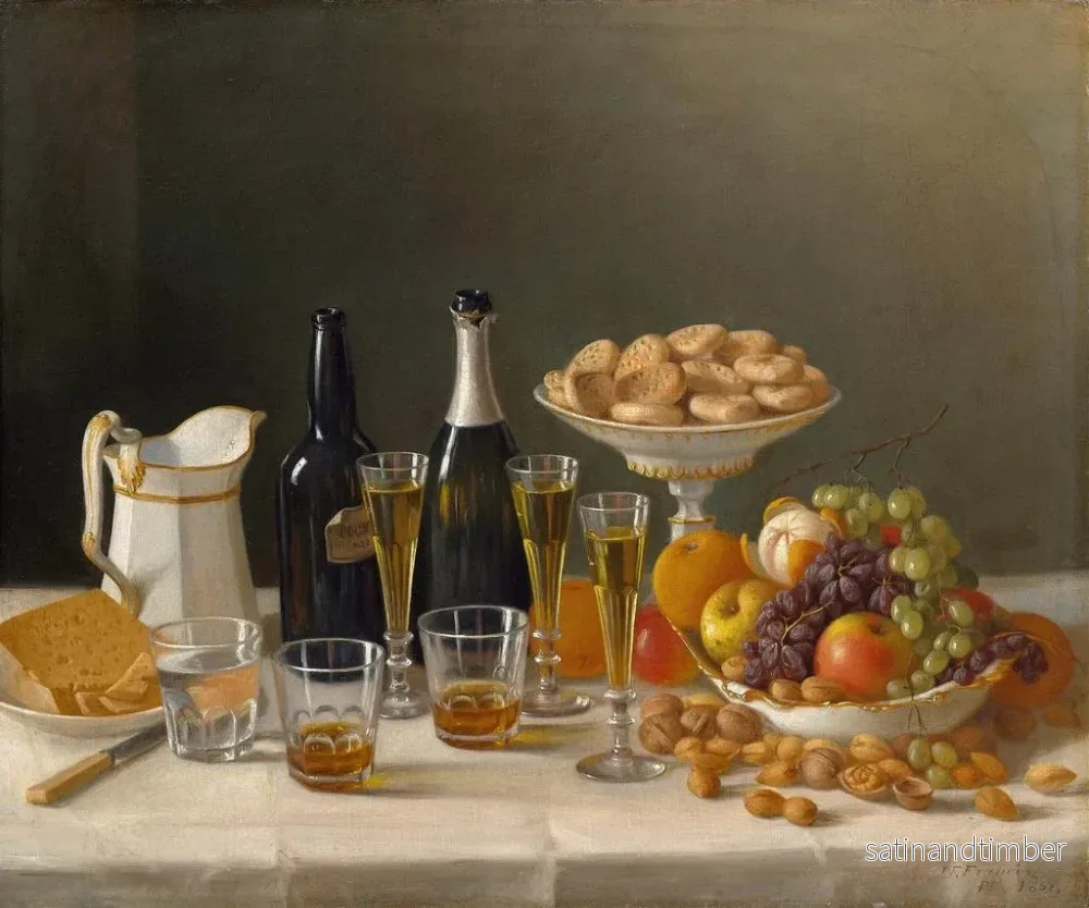 Reproduktion av målningen Vin, ost och frukt - John F. Francis - Bild 2