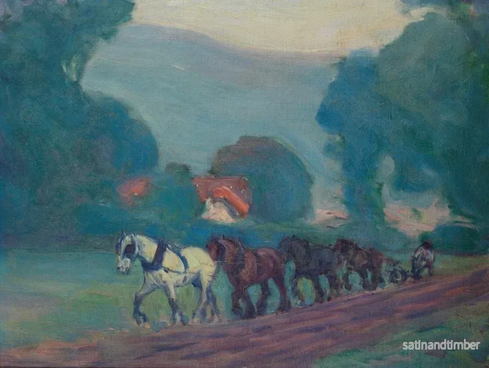 Reproduktion av målningen L'équipe des quatre chevaux - Robert Polhill Bevan - Bild 2