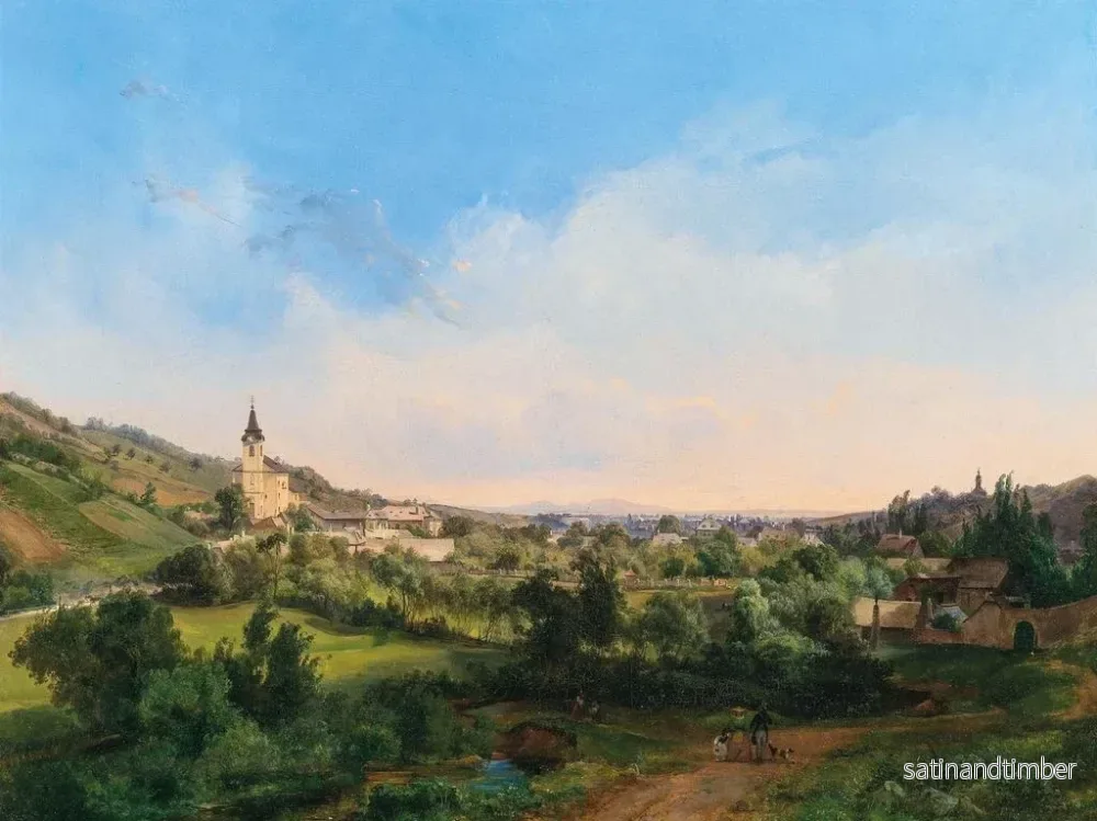 Reproduktion av målningen Vue des églises de Kalksburg et Rodaun à l'aube - Carl Franz Michael Geyling - Bild 2