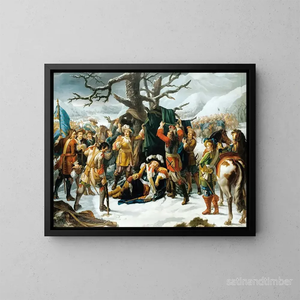 Reproduktion av målningen Le Maréchal de Turenne sovande kvällen före slaget vid Turckheim - Charles-Jacques Lebel