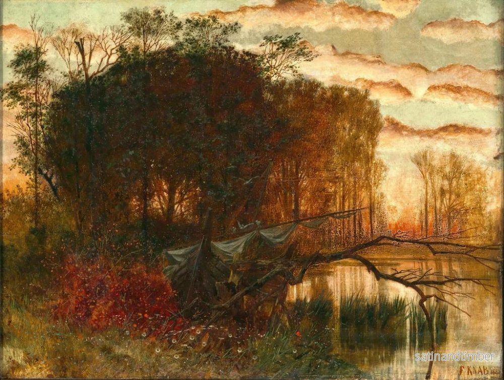 Reproduktion av målningen En segelbåt på stranden vid skymningen - Ferdinand Knab - Bild 2