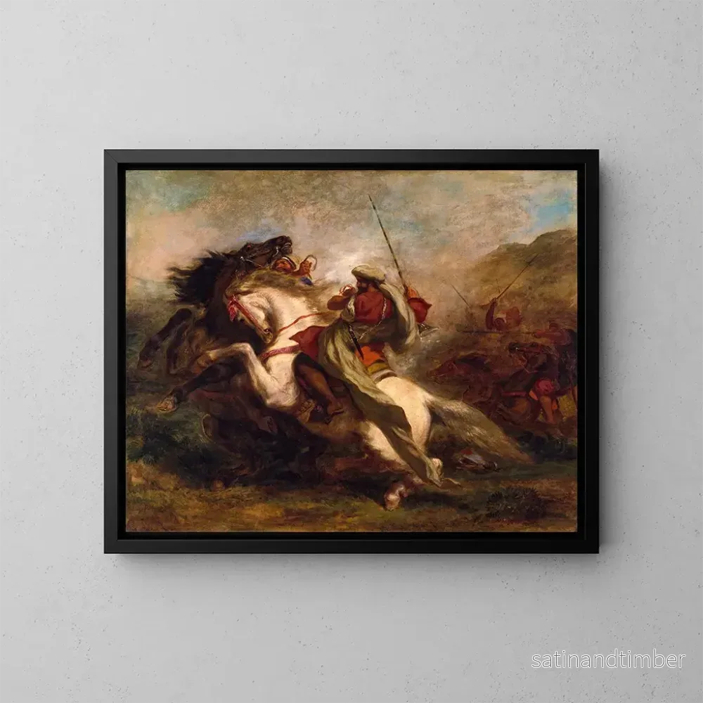 Reproduktion av målningen av kollision mellan moriska ryttare – Eugène Delacroix Reproduktion av målningen av kollision mellan moriska ryttare – Eugène Delacroix