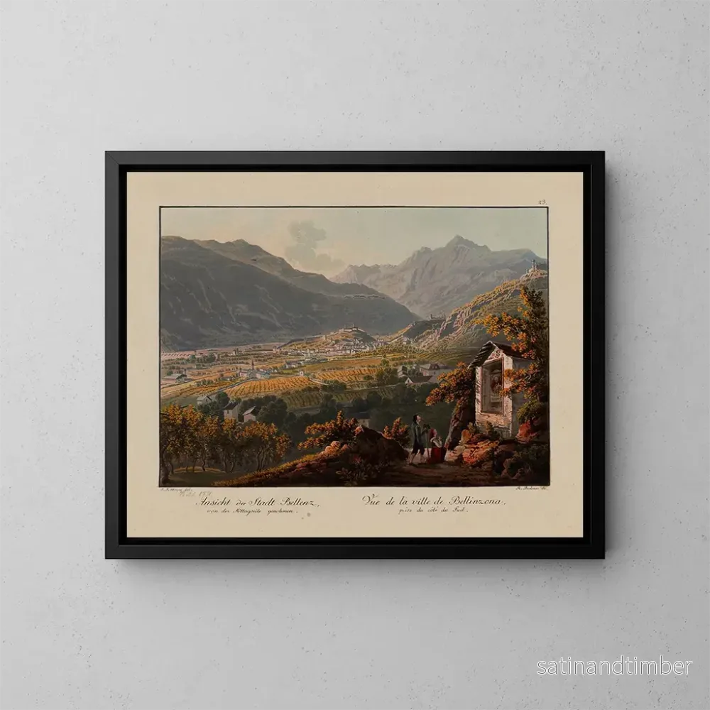 Reproduktion av målningen Vue de la ville de Bellinzone prise du côté sud - Johann Jakob Meyer