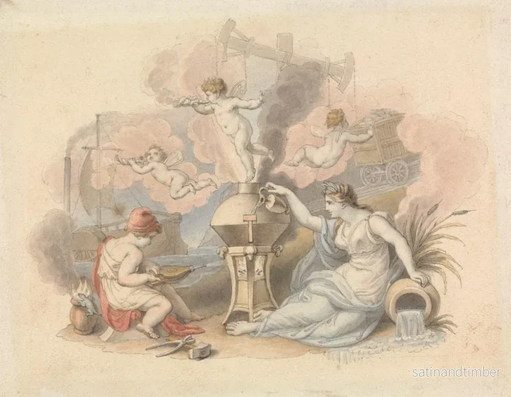 Reproduktion av målningen Allégorie de la vapeur - Edward Francis Burney - Bild 2
