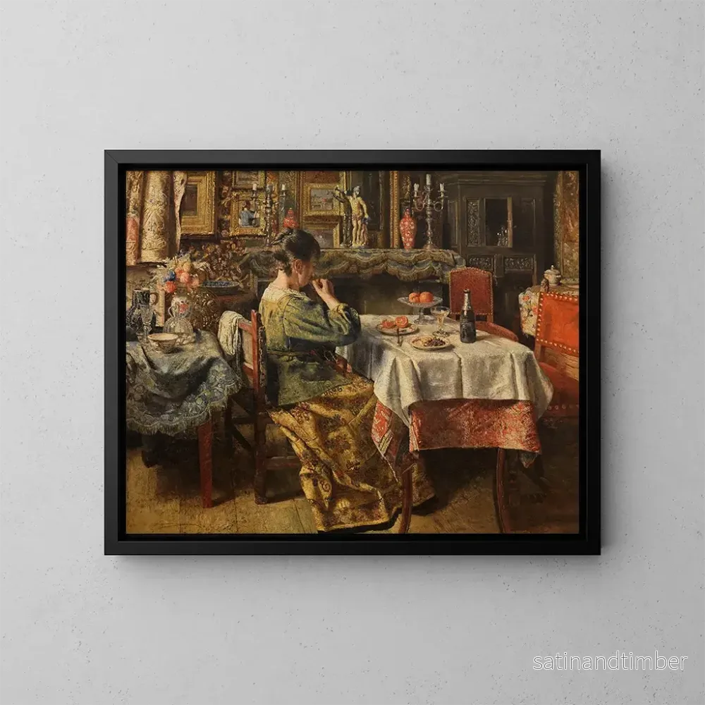 Reproduktion av målningen Le Repas - Henri de Braekeleer