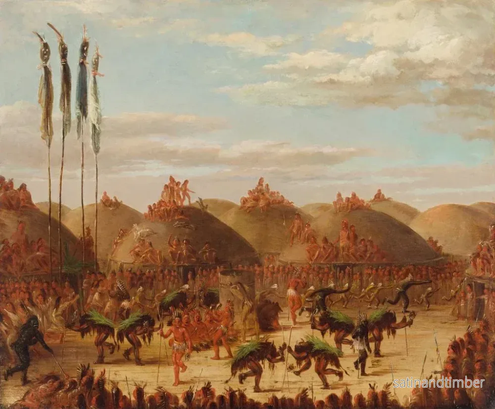 Reproduktion av målningen av Dansen av tjuren, OKeePa-ceremonin hos Mandans - George Catlin - Bild 2