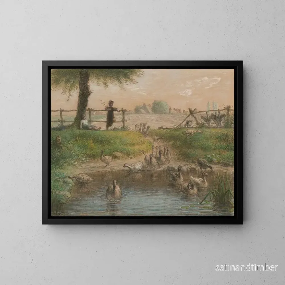 Reproduktion av målningen Barn av bondfamiljer vid svanfjärden – Jean-François Millet Reproduktion av målningen Barn av bondfamiljer vid svanfjärden – Jean-François Millet