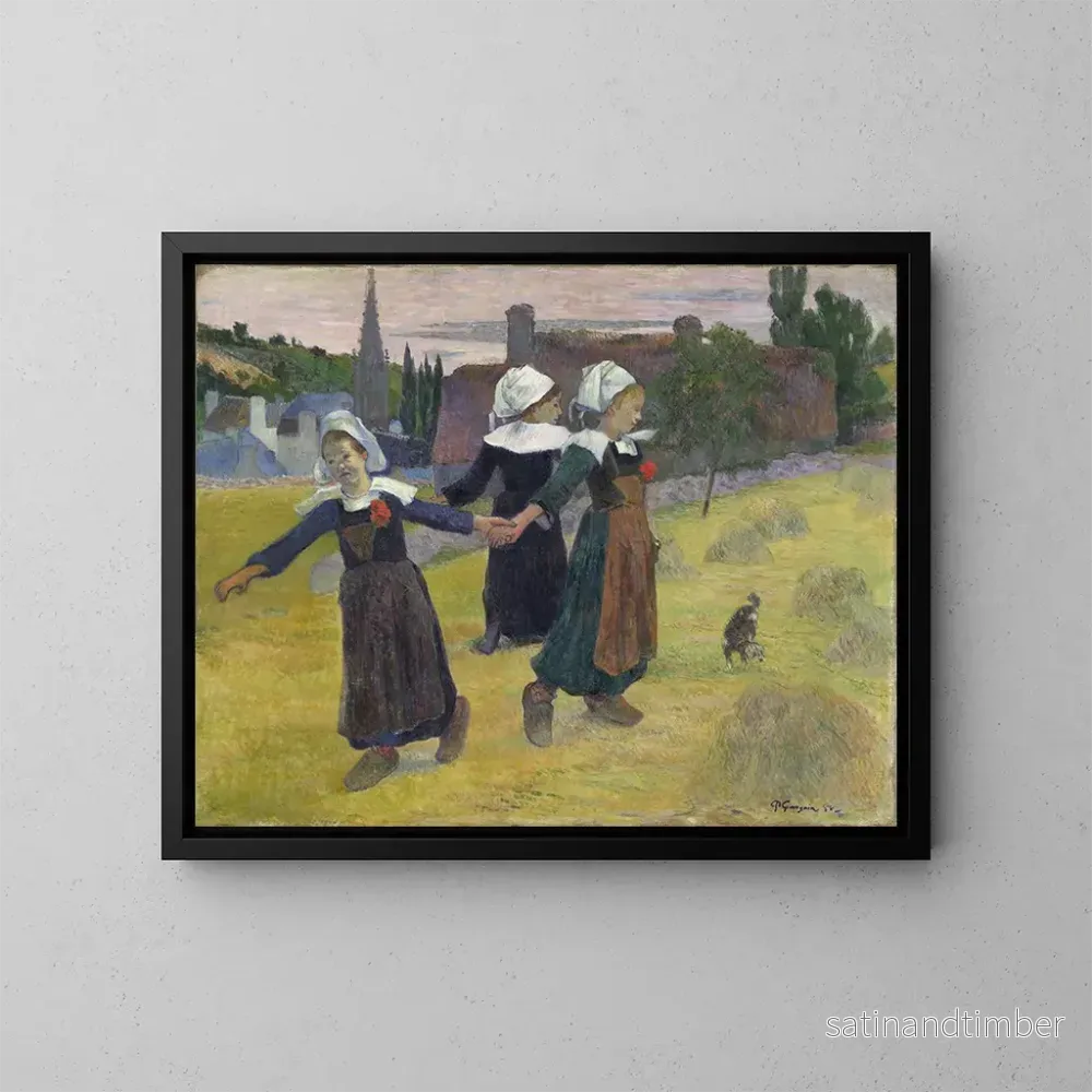 Reproduktion av målningen Filles bretonnes dansant à Pont-Aven - Paul Gauguin