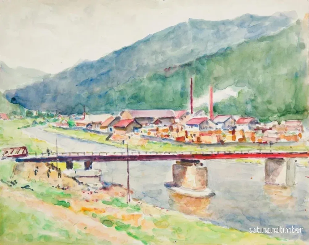 Reproduktion av målningen Landskap med utsikt över bron över floden grska - Ivan Ivanec - Bild 2