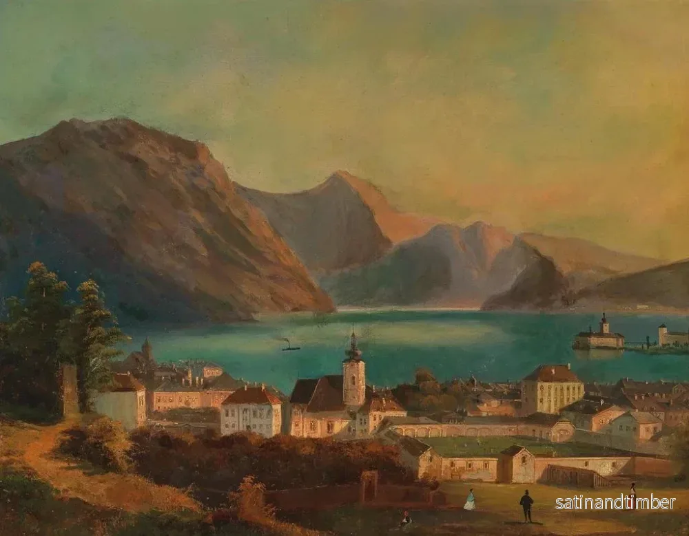 Reproduktion av målningen En vy över Gmunden med Orths slott i bakgrunden - Ferdinand Lepié - Bild 2