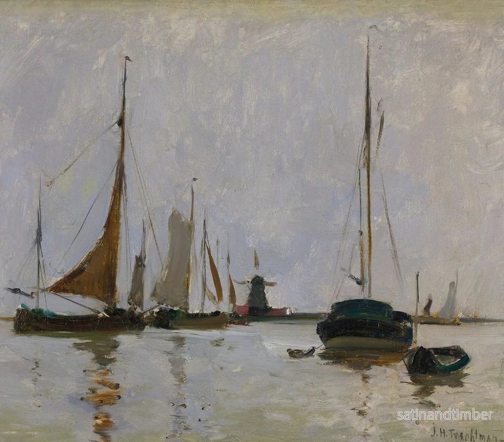 Reproduktion av målningen av lugn hamn i Nederländerna - John Henry Twachtman - Bild 2