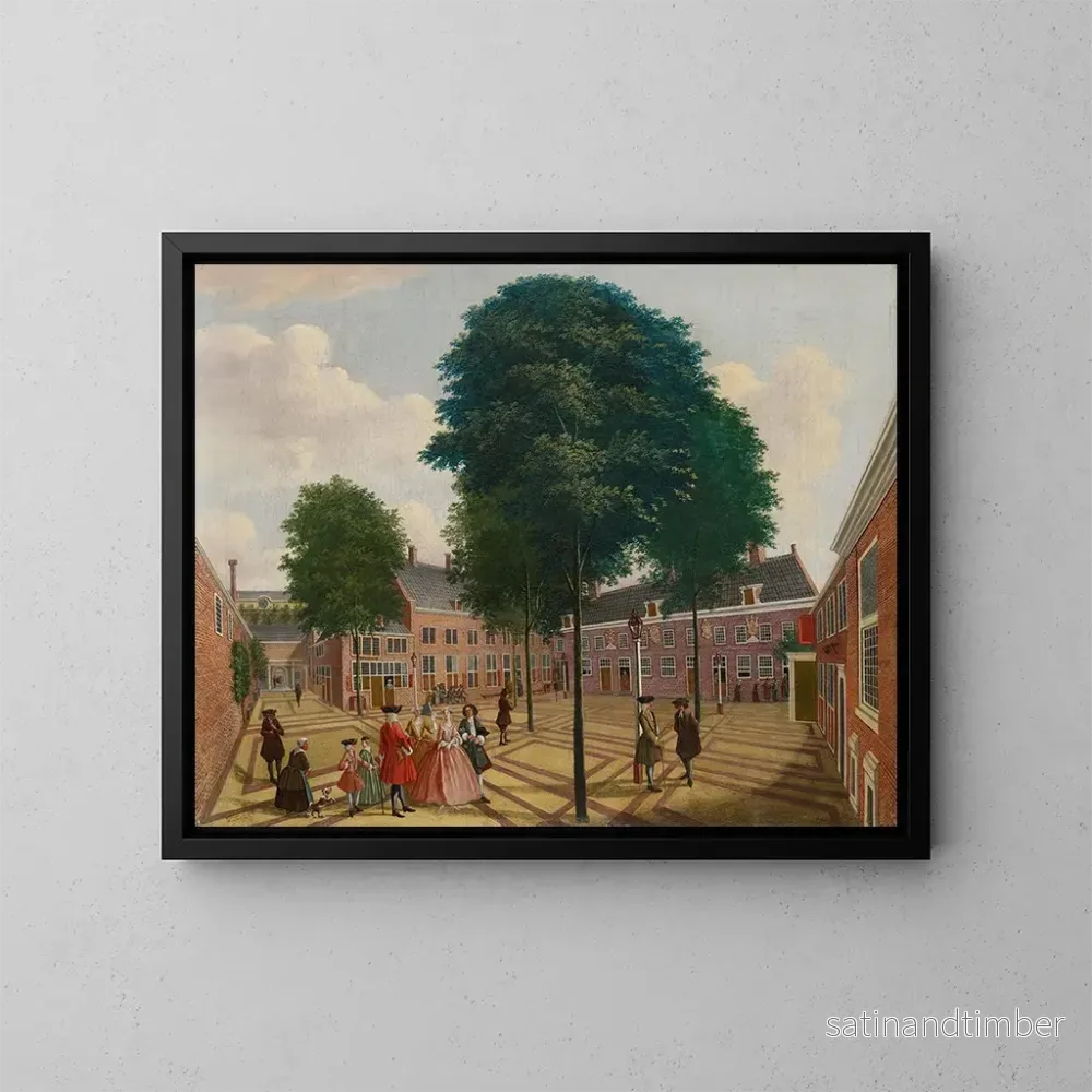 Reproduktion av målningen La grande cour de l'Hôpital des lépreux - Louis Chalon