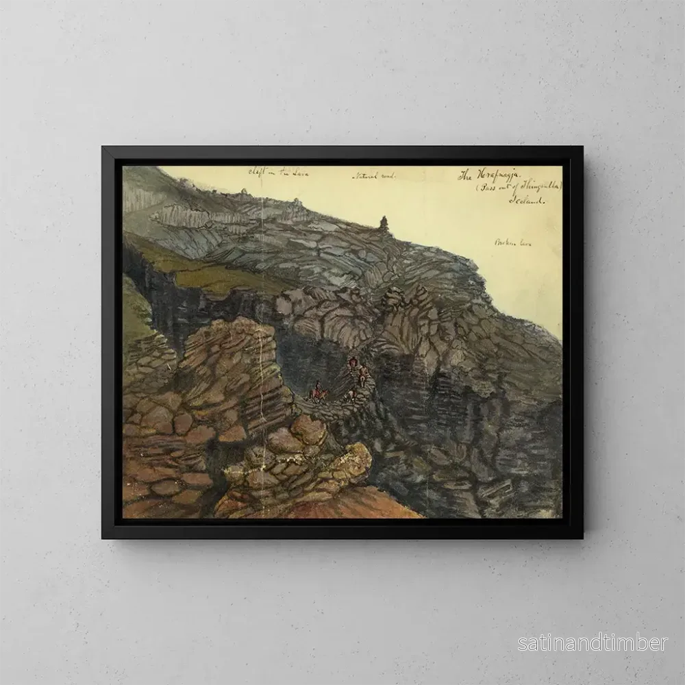 Reproduktion av målningen Le passage de Hrafnagja à Thingvalla, Islande – Bayard Taylor Reproduktion av målningen Le passage de Hrafnagja à Thingvalla, Islande – Bayard Taylor