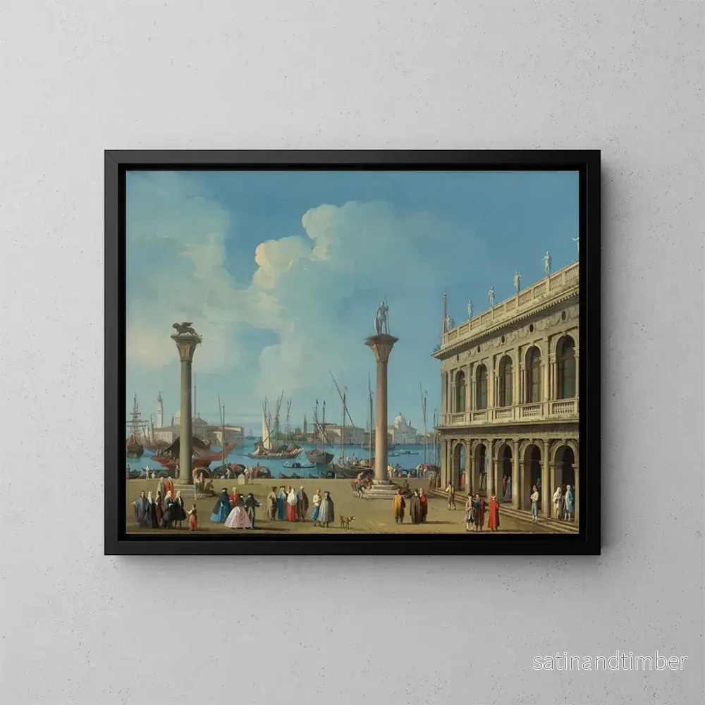 Reproduktion av målningen Venise, vy av molo från Piazzetta mot söder mot San Giorgio Maggiore med kolumnerna av Saint Marc och Saint Théodore samt Sansoviniana-biblioteket – Giovanni Battista Cimaroli Reproduktion av målningen Venise, vy av molo från Piazzetta mot söder mot San Giorgio Maggiore med kolumnerna av Saint Marc och Saint Théodore samt Sansoviniana-biblioteket – Giovanni Battista Cimaroli