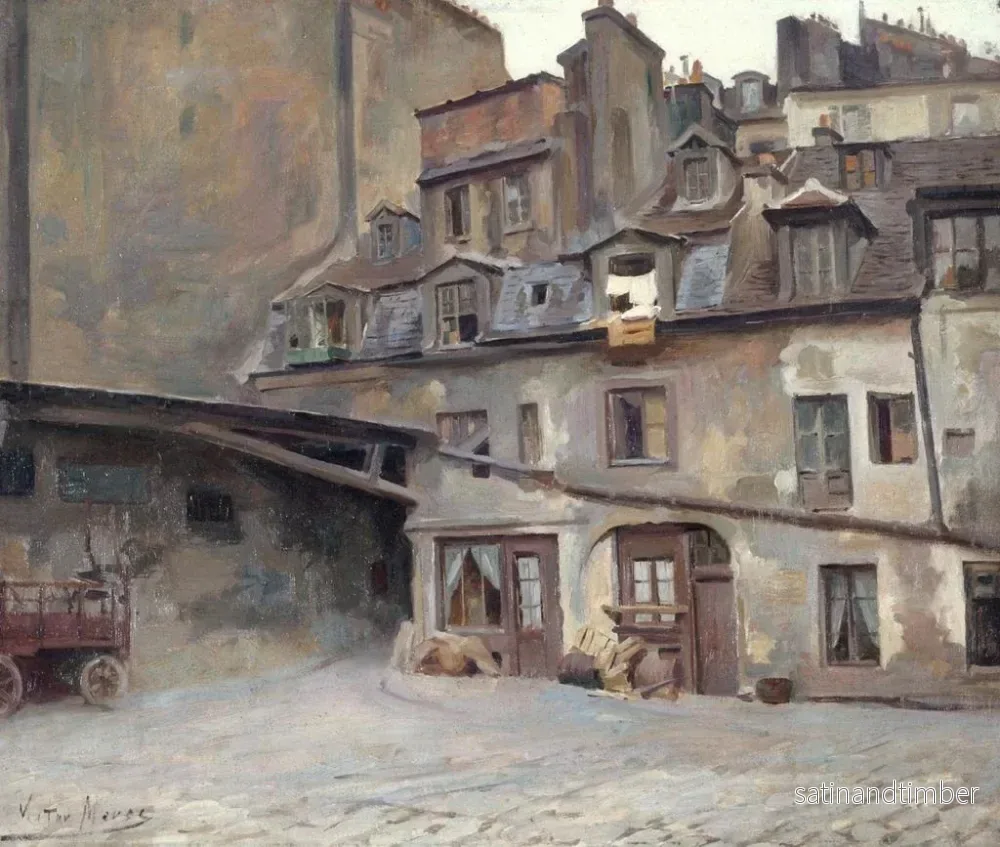 Reproduktion av målningen La cour de l'auberge du Cheval Blanc, rue Mazet - Victor Marec - Bild 2