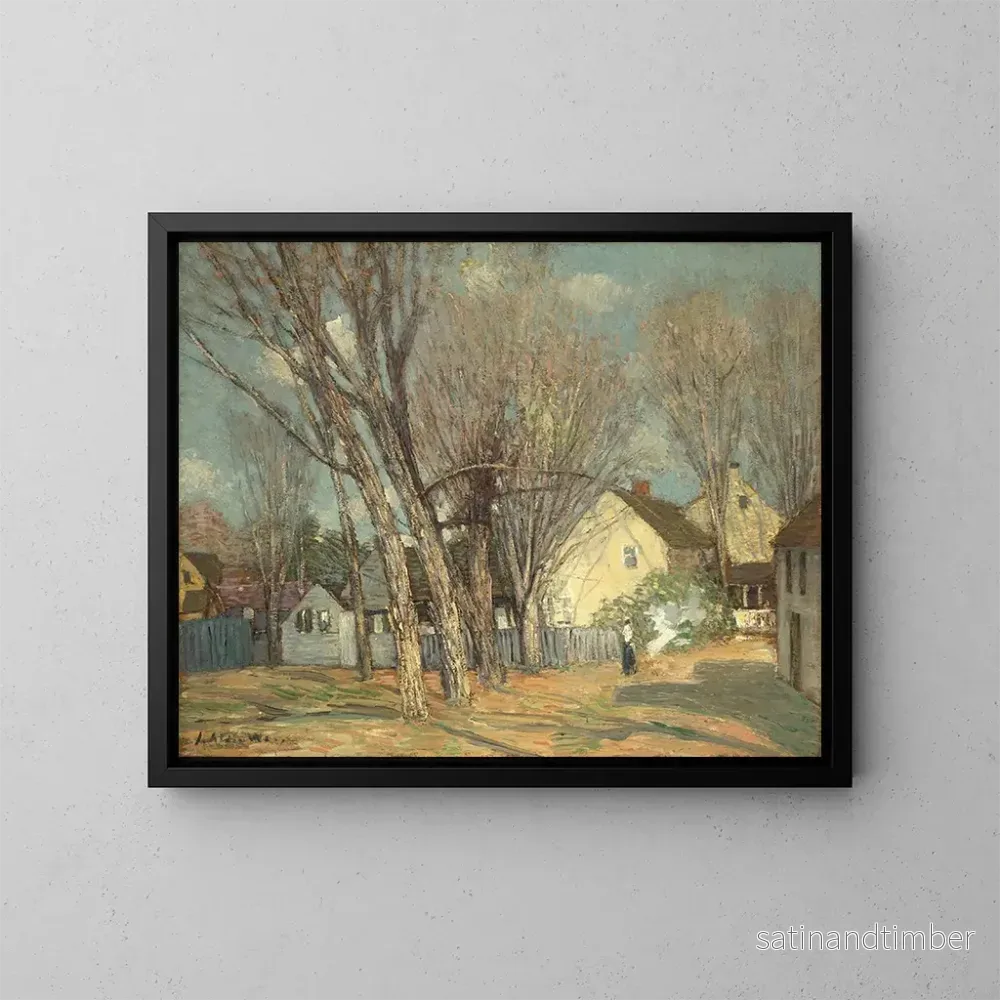 Reproduktion av målningen av Windham Village - Julian Alden Weir