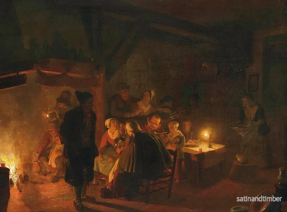 Reproduktion av målningen En familj som äter vid ljusstaken i ett interiör - Jan Hendrik van Grootvelt - Bild 2