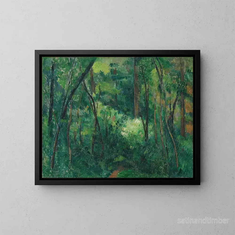Reproduktion av målningen av en skog inomhus - Paul Cézanne