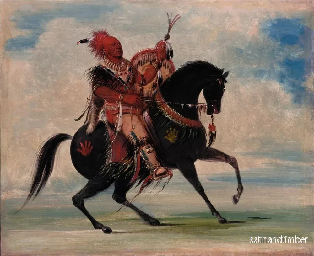 Reproduktion av målningen Den vaksamma ledaren för rävflocken till häst - George Catlin - Bild 2
