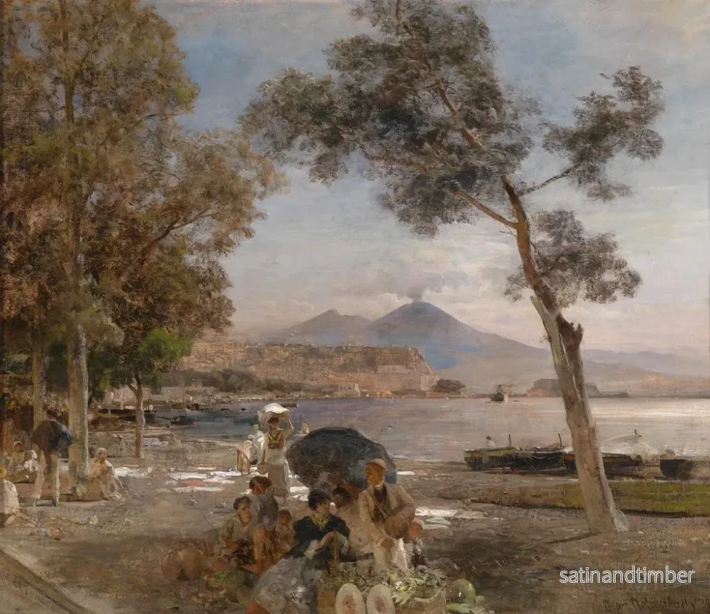 Reproduktion av målningen Atmosfär av kvällen vid Neapels golf - Oswald Achenbach - Bild 2