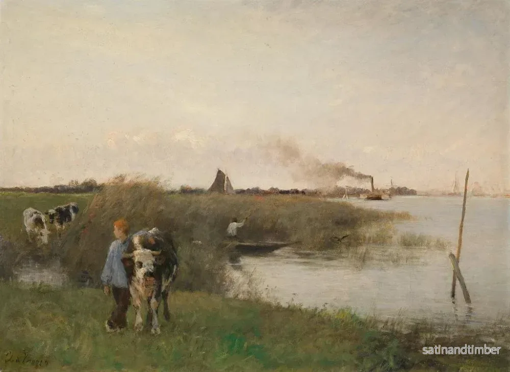 Reproduktion av målningen idyllisk flodlandskap - Otto von Thoren - Bild 2