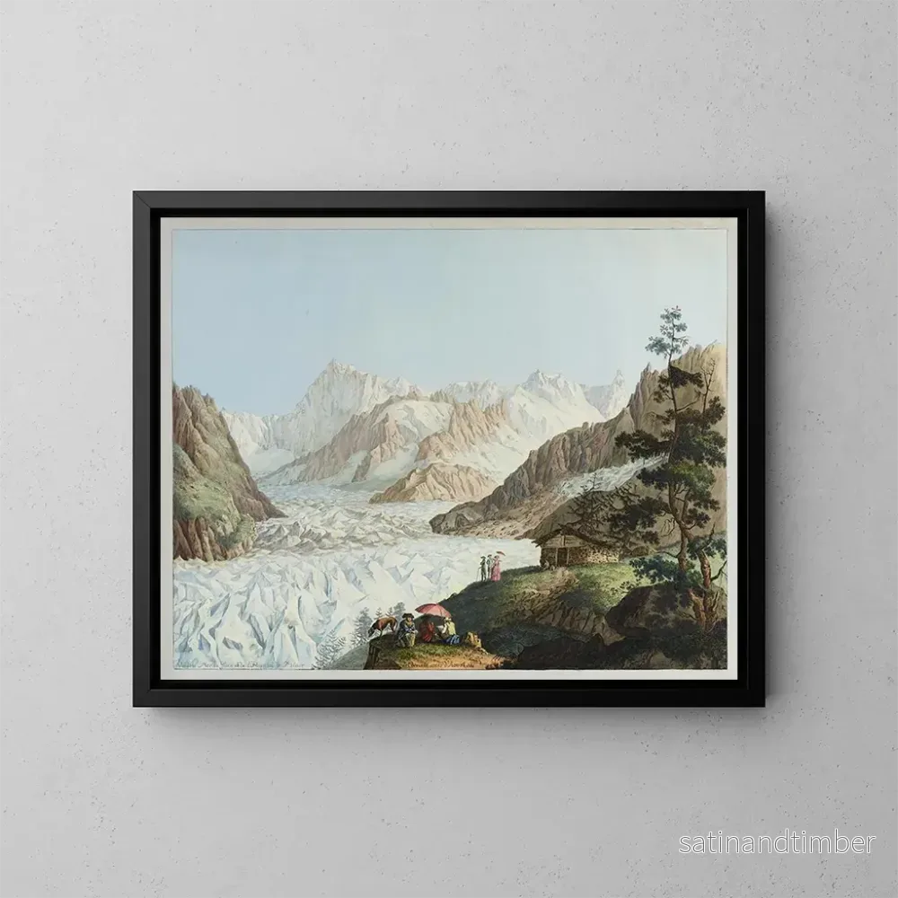 Reproduktion av målningen Vue de la Mer de Glace et de l'Hôpital de Blair depuis le sommet du Montanvert en août 1781 - Carl Ludwig Hackert