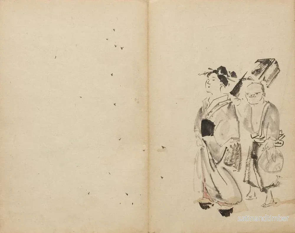 Reproduktion av målningen av kvinna och tjänare - Kawanabe Kyōsai - Bild 2