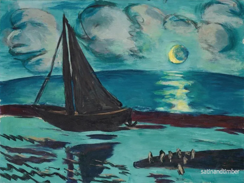 Reproduktion av målningen Natt av månljus vid havsstranden - Max Beckmann - Bild 2