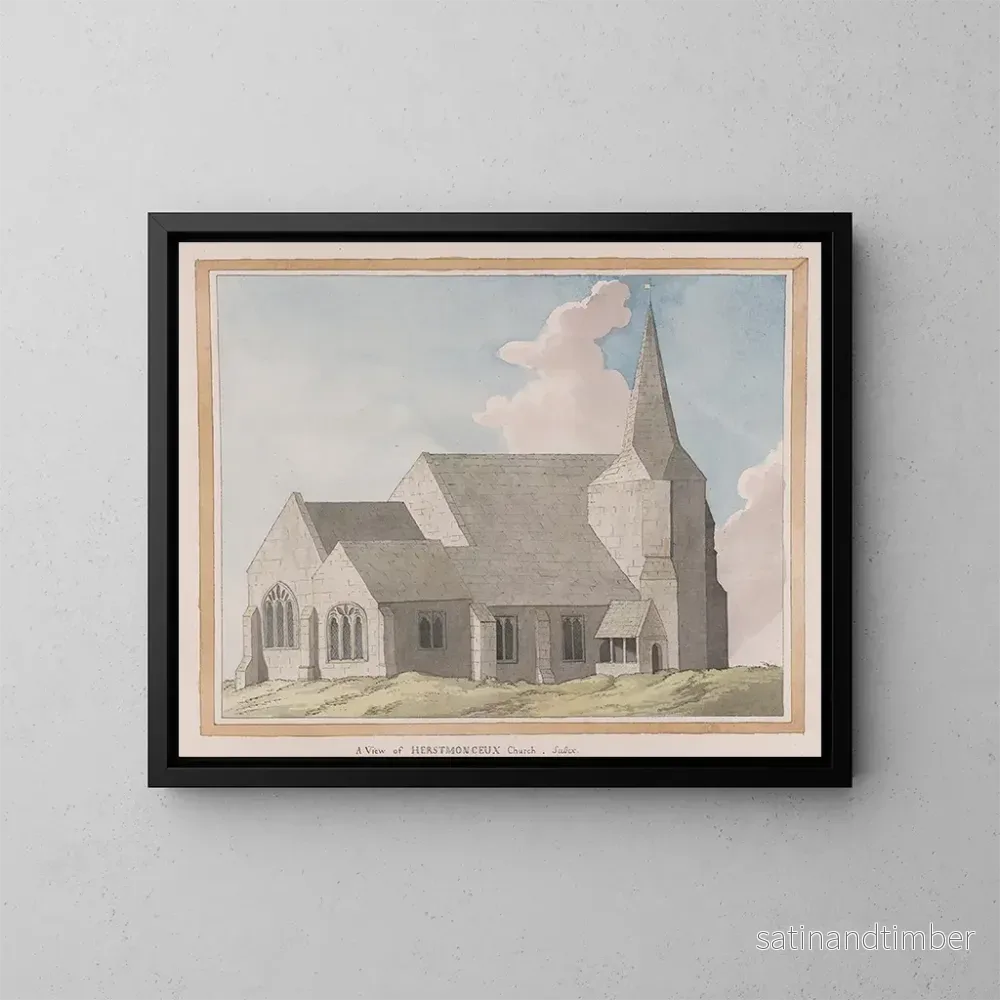 Reproduktion av målningen Vue du château de Herstmonceux, Sussex de l’Est – James Lambert de Lewes Reproduktion av målningen Vue du château de Herstmonceux, Sussex de l’Est – James Lambert de Lewes