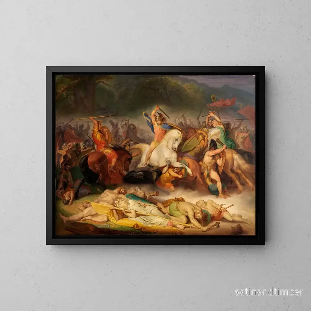 Reproduktion av målningen La bataille de Hermann dans la forêt de Teutoburg - Wilhelm Lindenschmit l'Ancien