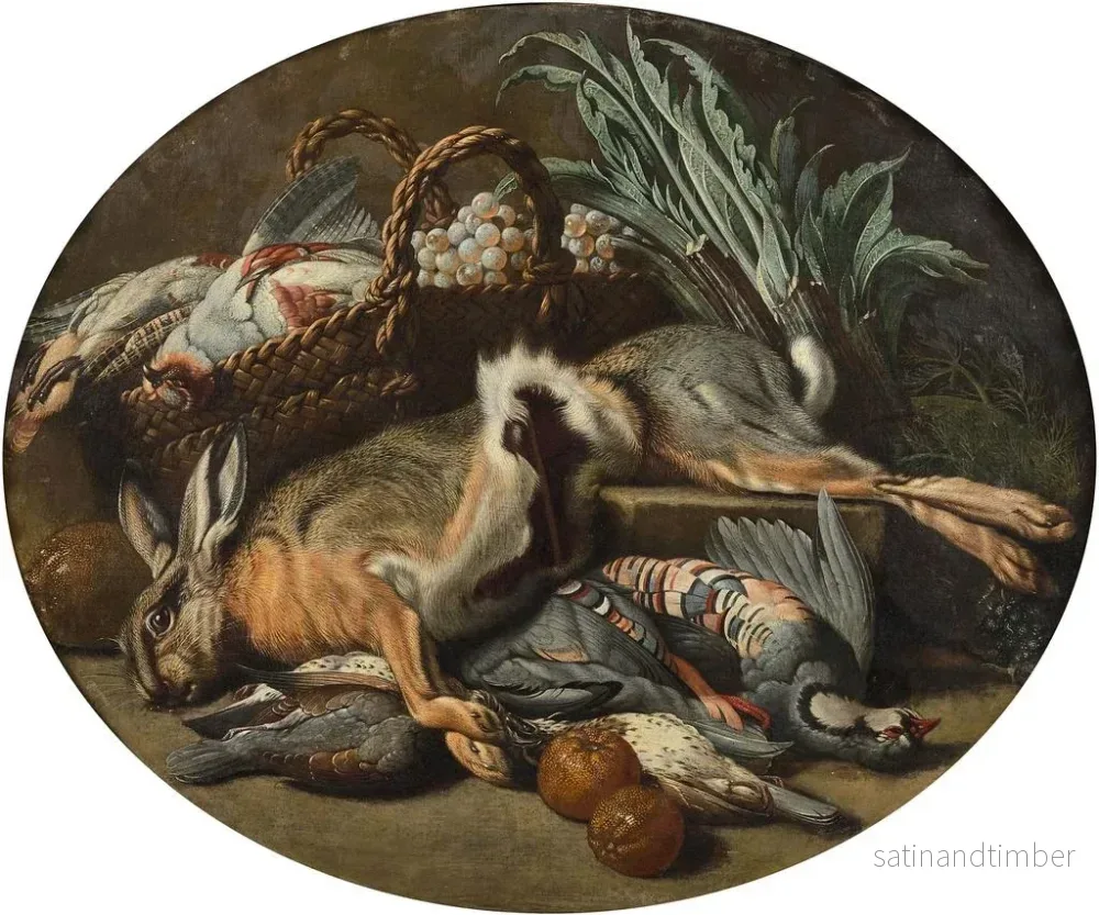Reproduktion av målningen Komposition med bok, fåglar och fruktskål och Komposition med fiskar och grönsaker - Jacob van der Kerckhoven - Bild 2