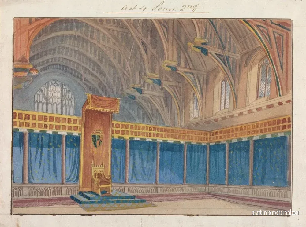 Reproduktion av målningen Dekor för framställningen av Richard II av Charles Kean vid Princess's Theatre den 12 mars 1857, akt 4, scen 2 - George Cressal Ellis - Bild 2