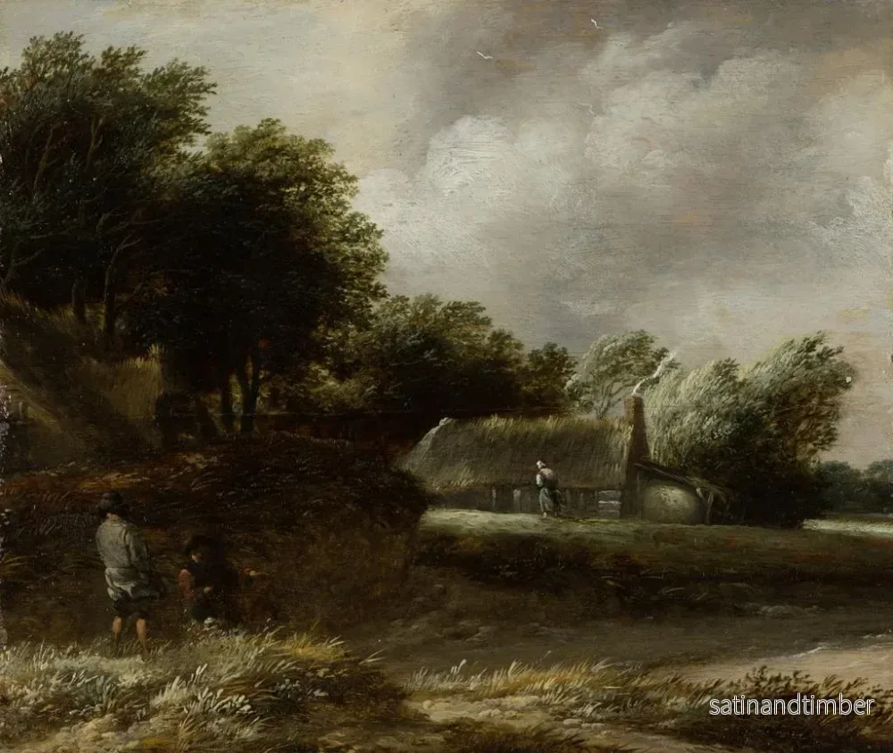 Reproduktion av målningen Hameaux de paysans au bord d'un ruisseau - Balthasar van der Veen - Bild 2