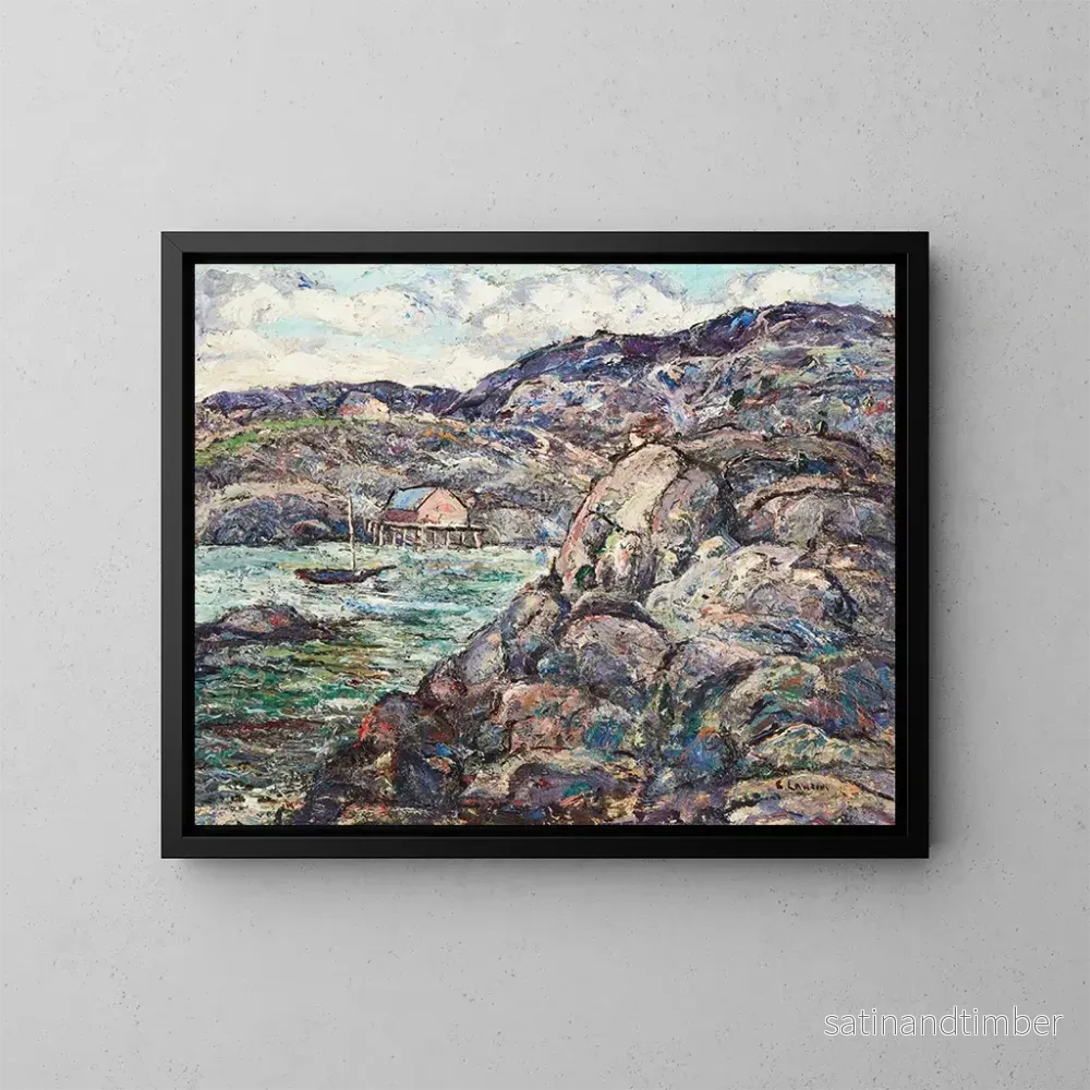Reproduktion av målningen av den klippiga kusten i Nova Scotia - Ernest Lawson