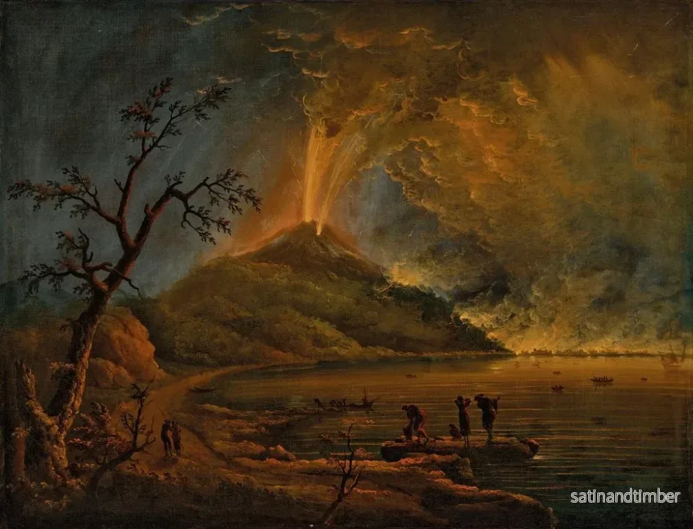 Reproduktion av målningen En vulkan som eruptar på natten, troligen Etna - Carlo Bonavia - Bild 2