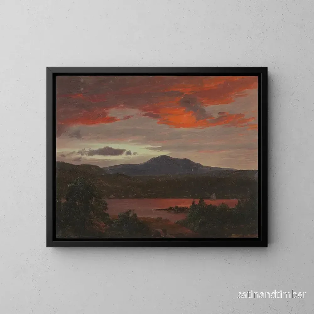 Reproduktion av målningen Mont Katahdin från Katahdin-sjön, Maine - Frederic Edwin Church
