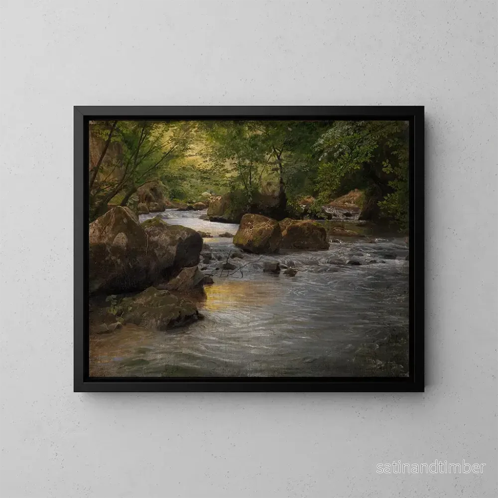 Reproduktion av målningen Ruisseau de montagne avec peintre assis – Johann Wilhelm Schirmer Reproduktion av målningen Ruisseau de montagne avec peintre assis – Johann Wilhelm Schirmer