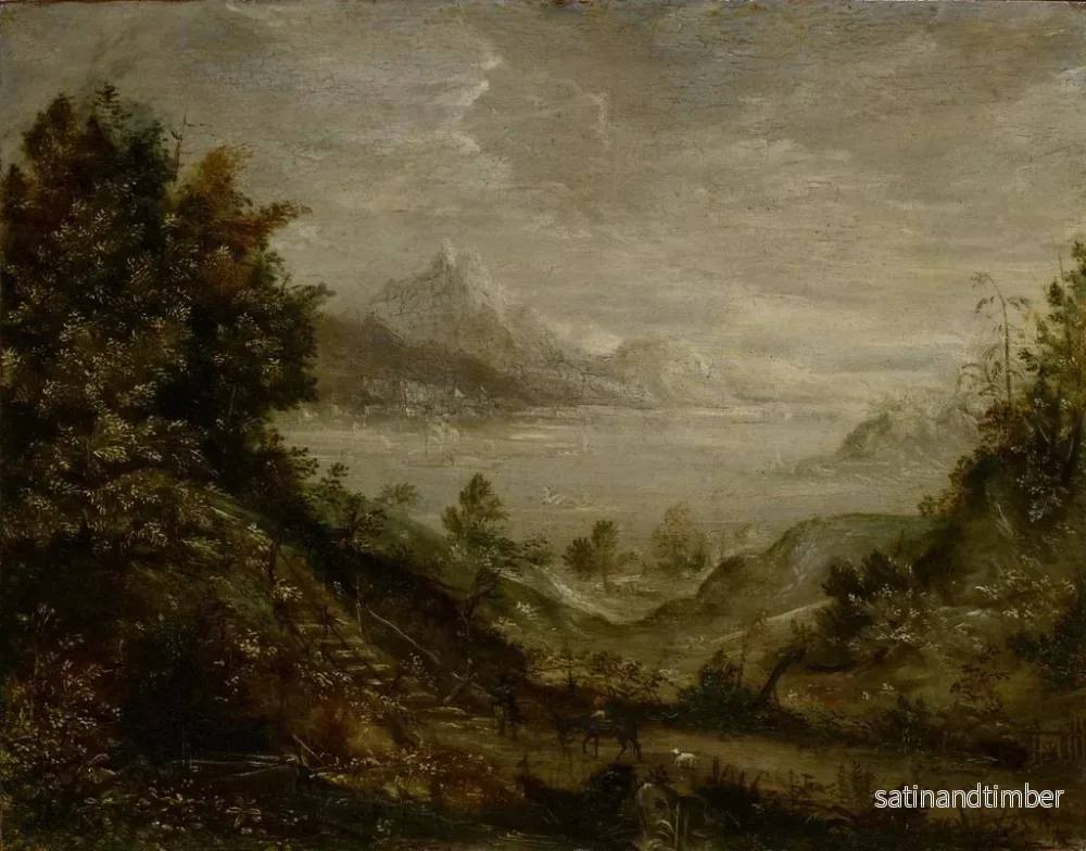Reproduktion av målningen Landskap med sjö - Matthäus Merian den äldre - Bild 2