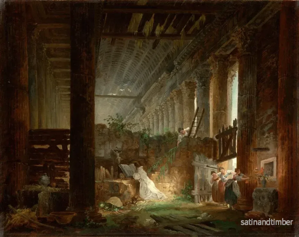 Reproduktion av målningen En eremit som ber i ruinerna av ett romerskt tempel - Hubert Robert - Bild 2