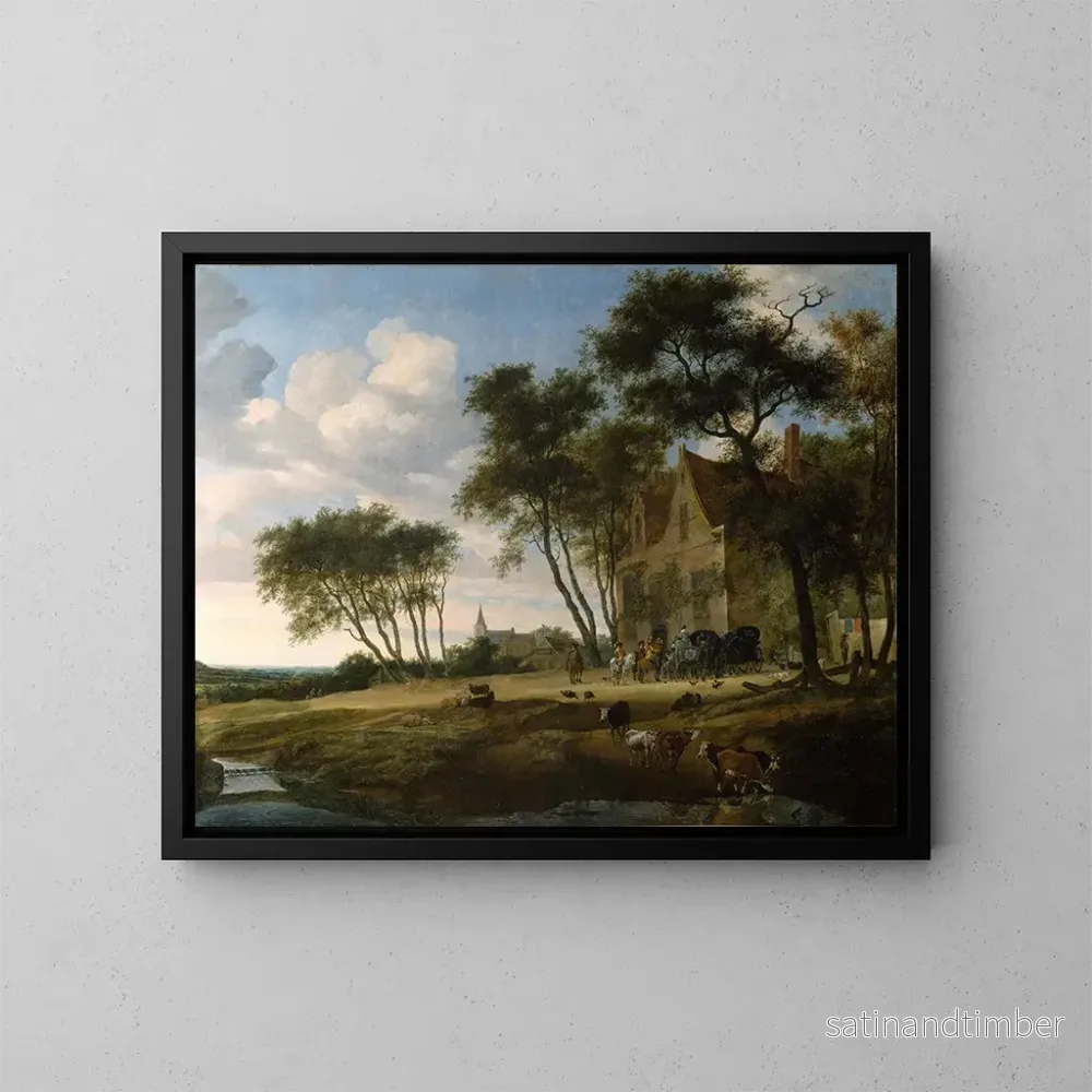 Reproduktion av målningen L'Arrêt - Salomon van Ruysdael