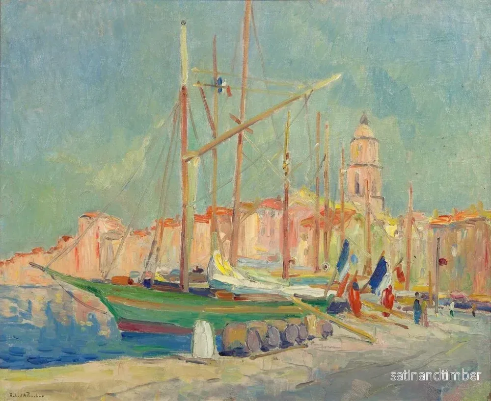 Reproduktion av målningen Båtar med flaggor i hamnen i Saint-Tropez - Robert Antoine Pinchon - Bild 2